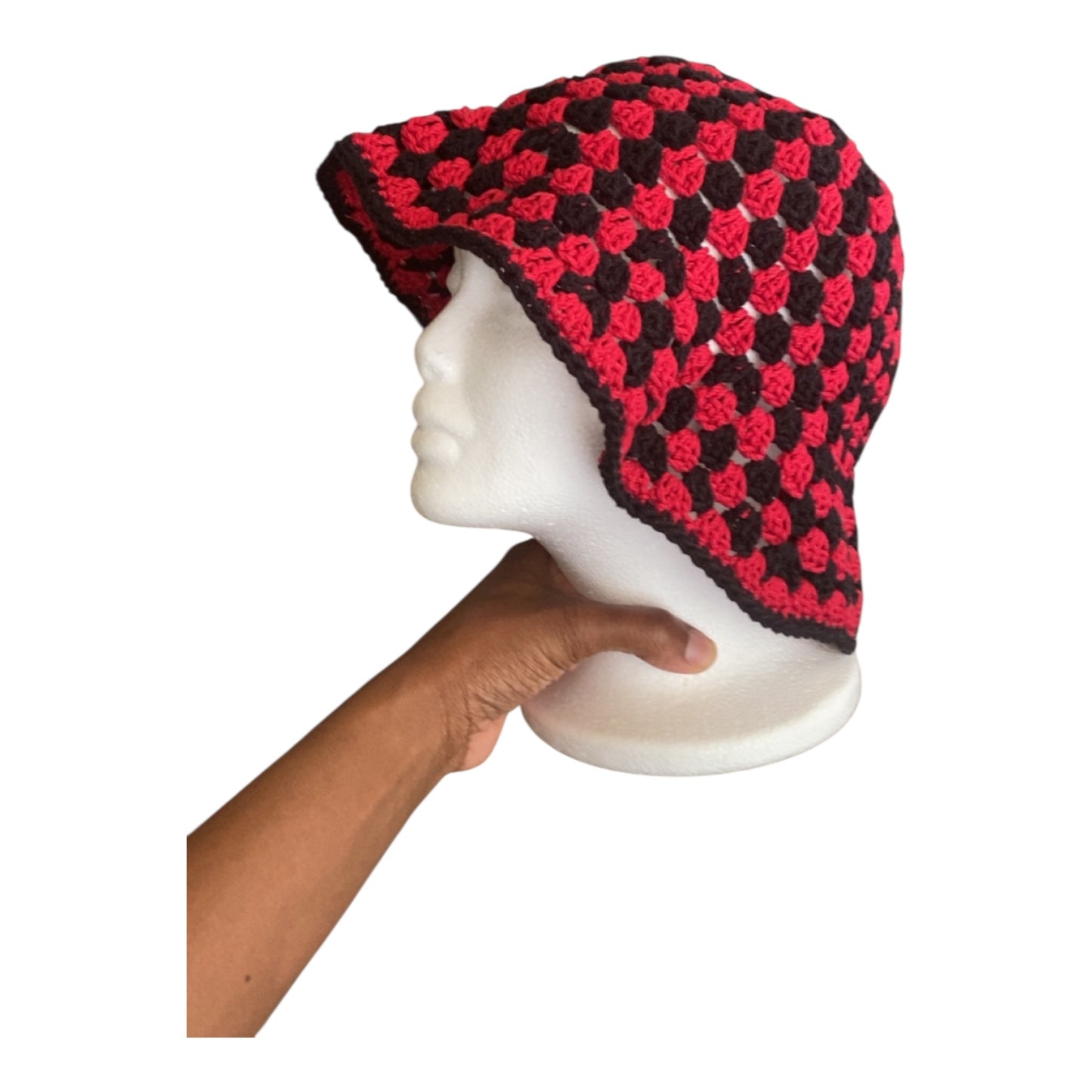 Granny Bucket Hat - Black & Red
