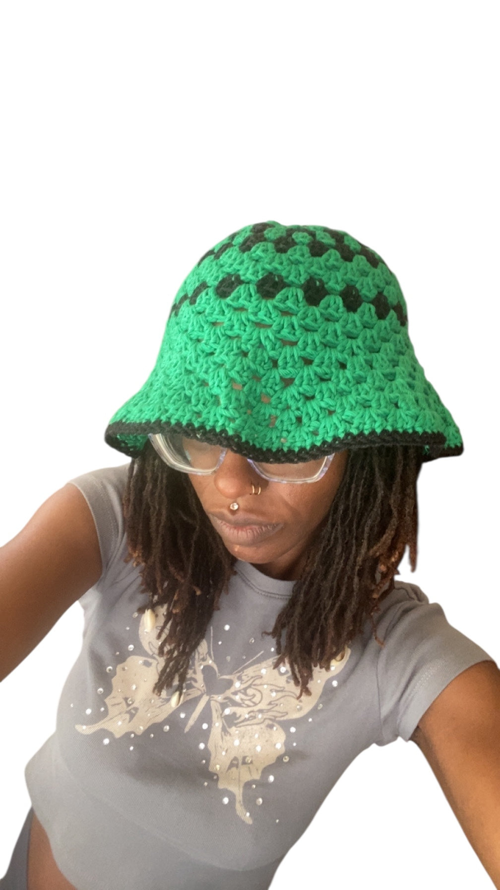 Granny Bucket Hat - Black & Green