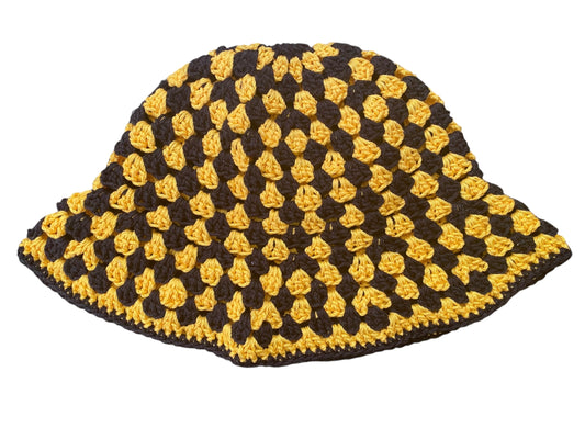 Granny Bucket Hat - Black & Yellow