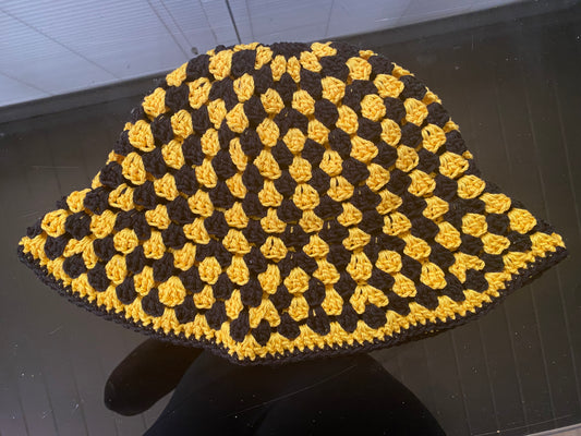 Granny Bucket Hat - Black & Yellow